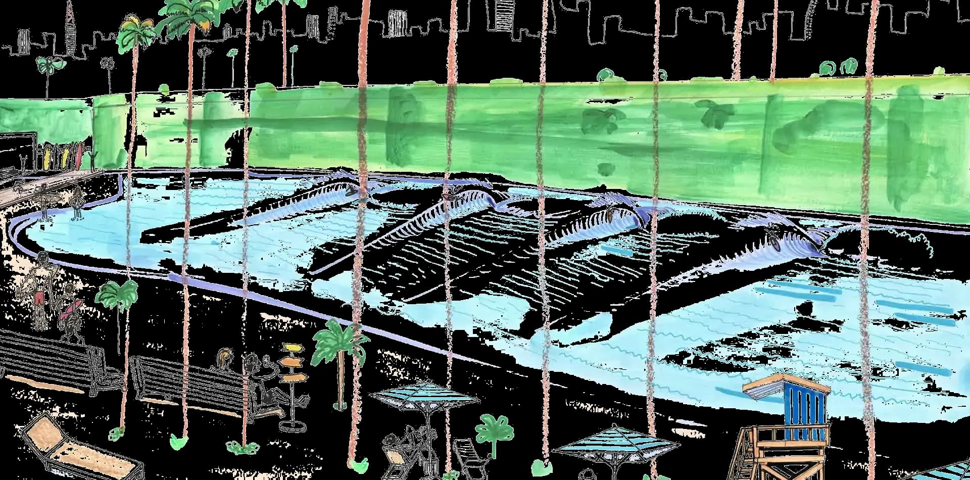 Aerial view of the São Paulo Surf Club surf pool
